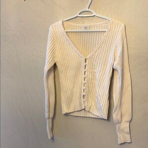 Wilfred Cream Button-Up Ribbed Cardigan